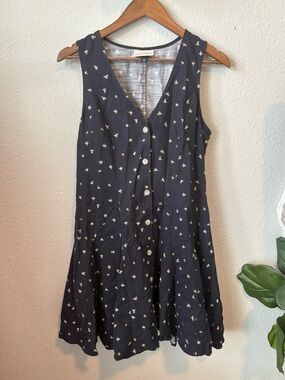 Universal Thread Navy Mini Dress with Cream Floral Motif